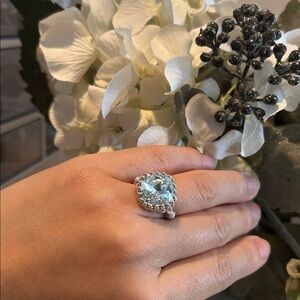 Elegant Silver and Blue Gemstone Ring